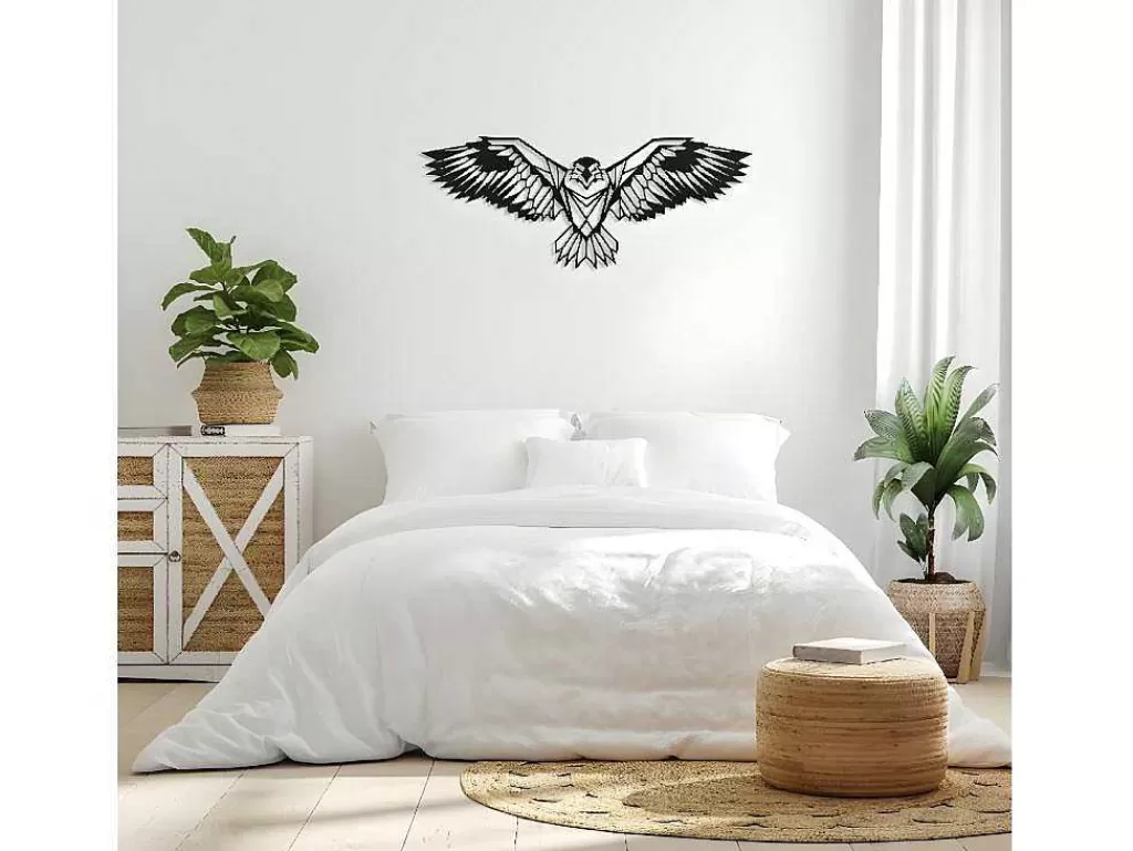 Placa De Parede Decorativa*EPIKASA Decoração Metalica Aguia, Preto, 100X0,2X44 Cm,