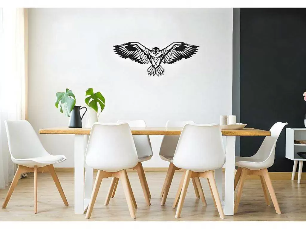 Placa De Parede Decorativa*EPIKASA Decoração Metalica Aguia, Preto, 100X0,2X44 Cm,