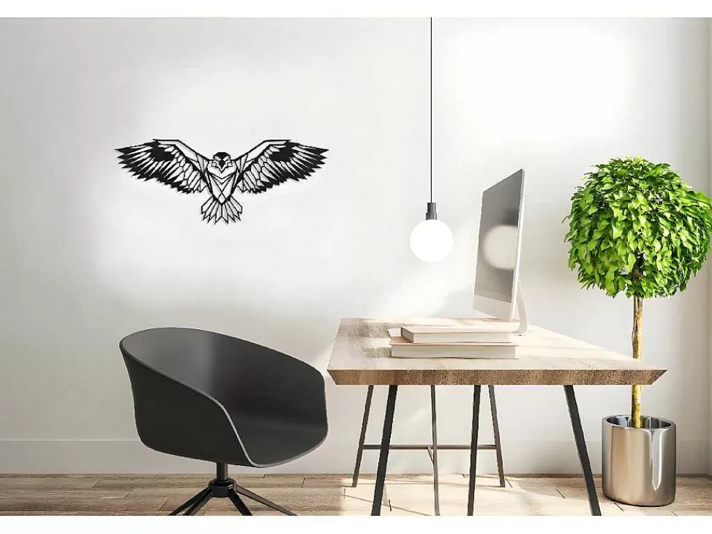 Placa De Parede Decorativa*EPIKASA Decoração Metalica Aguia, Preto, 100X0,2X44 Cm,