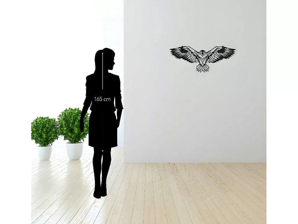 Placa De Parede Decorativa*EPIKASA Decoração Metalica Aguia, Preto, 100X0,2X44 Cm,