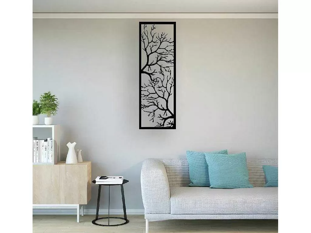 Placa De Parede Decorativa*EPIKASA Decoração Metalica Arvore 29, Preto, 40X1,5X115 Cm,