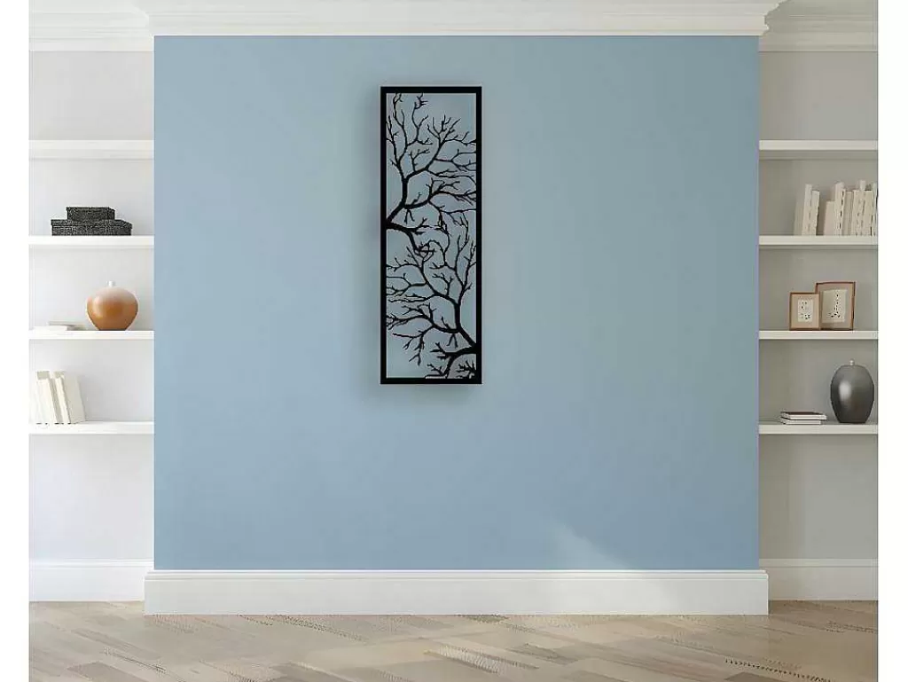 Placa De Parede Decorativa*EPIKASA Decoração Metalica Arvore 29, Preto, 40X1,5X115 Cm,