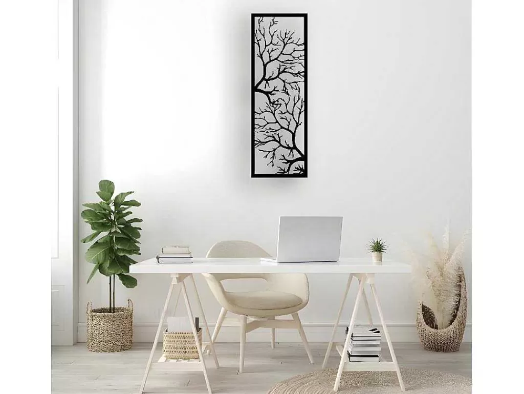 Placa De Parede Decorativa*EPIKASA Decoração Metalica Arvore 29, Preto, 40X1,5X115 Cm,