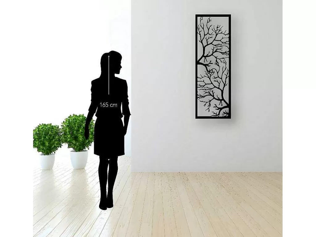 Placa De Parede Decorativa*EPIKASA Decoração Metalica Arvore 29, Preto, 40X1,5X115 Cm,