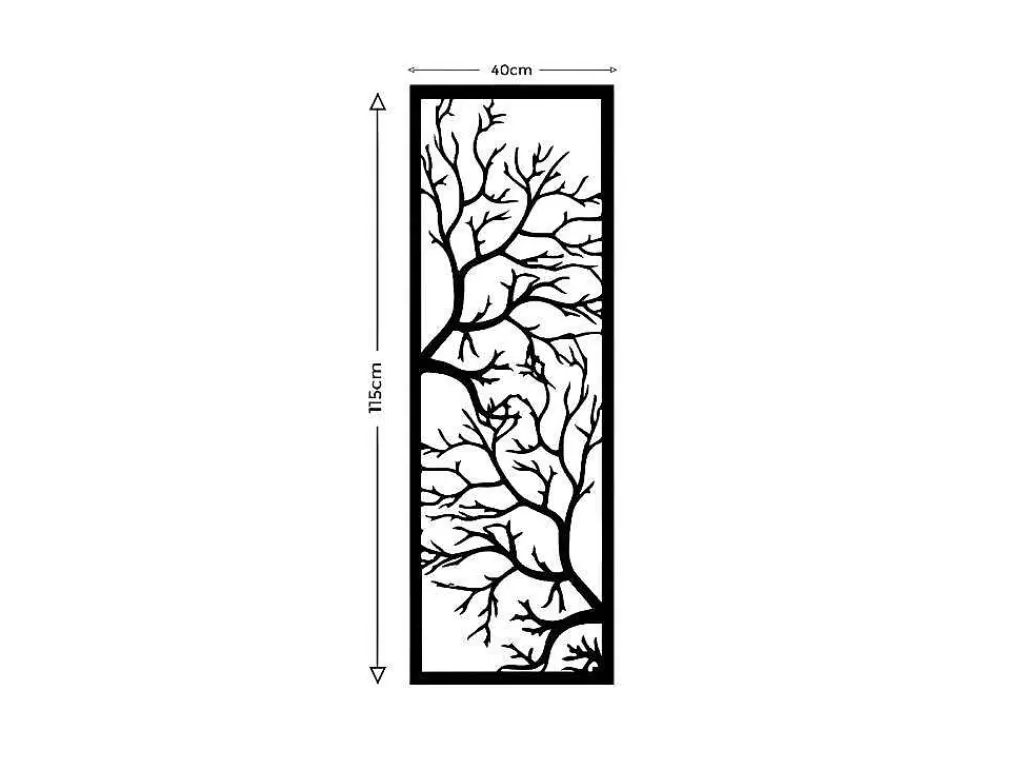 Placa De Parede Decorativa*EPIKASA Decoração Metalica Arvore 29, Preto, 40X1,5X115 Cm,