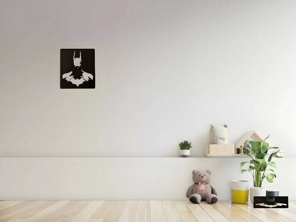 Placa De Parede Decorativa*EPIKASA Decoração Metalica Batman 2, Preto, 42X1,5X48 Cm,