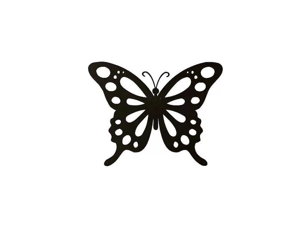 Placa De Parede Decorativa*EPIKASA Decoração Metalica Borboleta 7, Preto, 48X1,5X37 Cm,