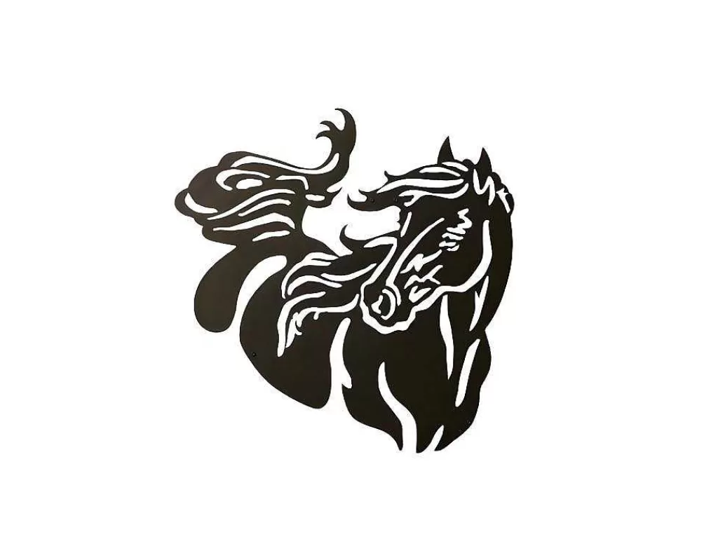 Placa De Parede Decorativa*EPIKASA Decoração Metalica Cavalo 2, Preto, 50X1,5X50 Cm,
