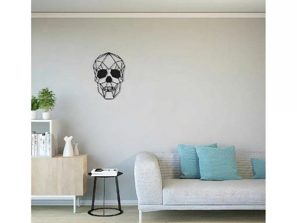 Placa De Parede Decorativa*EPIKASA Decoração Metalica Caveira 1, Preto, 35X1,5X50 Cm,