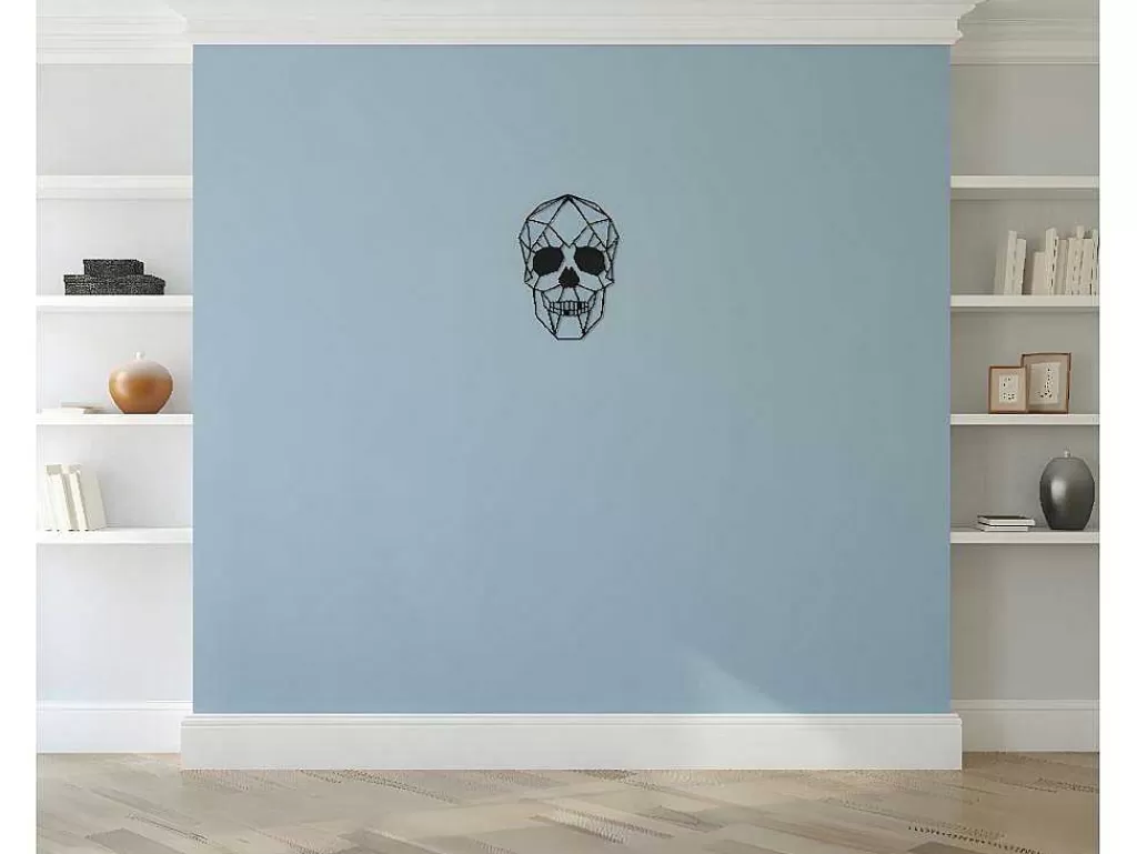 Placa De Parede Decorativa*EPIKASA Decoração Metalica Caveira 1, Preto, 35X1,5X50 Cm,