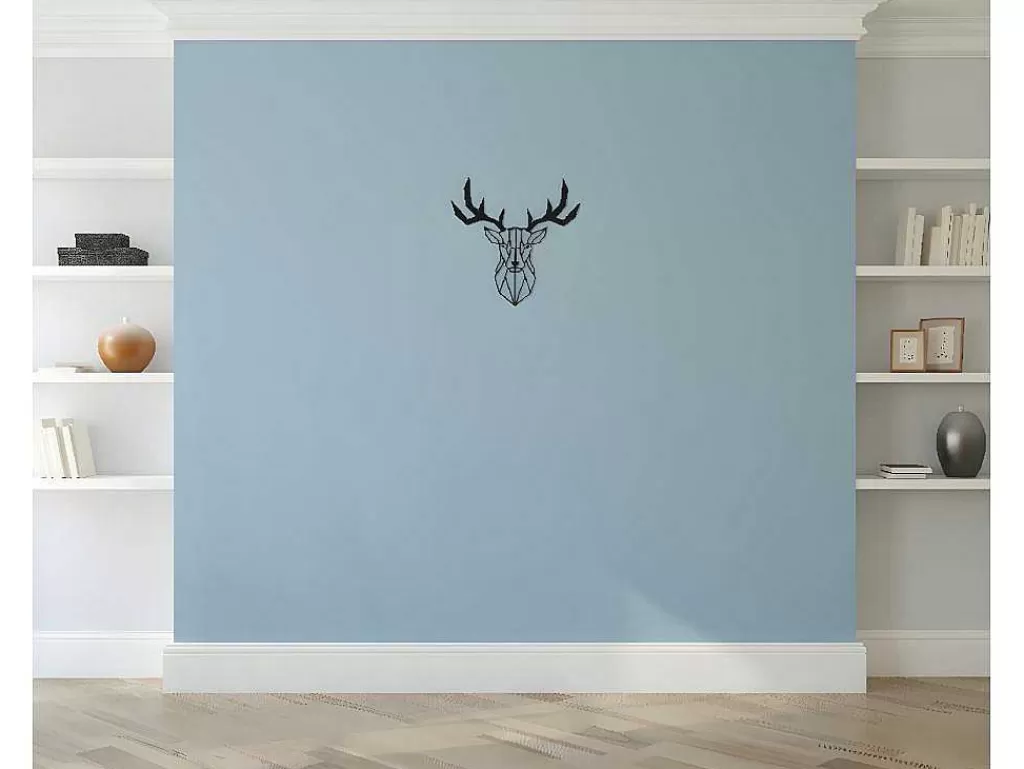Placa De Parede Decorativa*EPIKASA Decoração Metalica Cervo 3, Preto, 51X1,5X51 Cm,