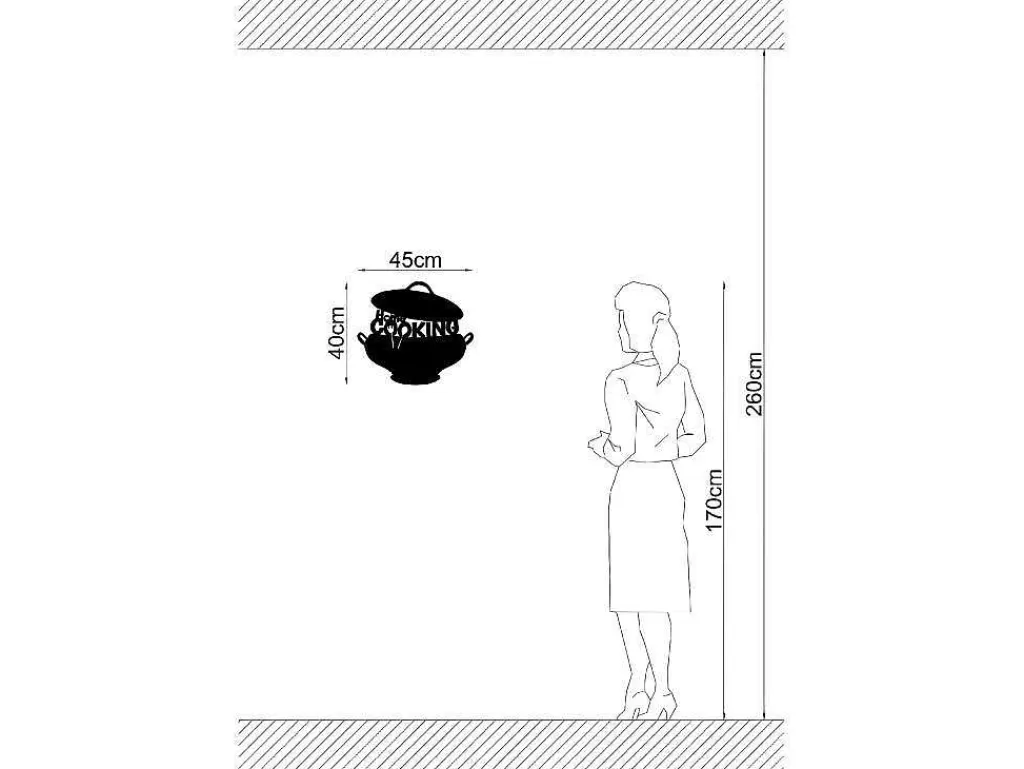 Placa De Parede Decorativa*EPIKASA Decoração Metalica Cooking, Preto, 45X1,5X40 Cm,