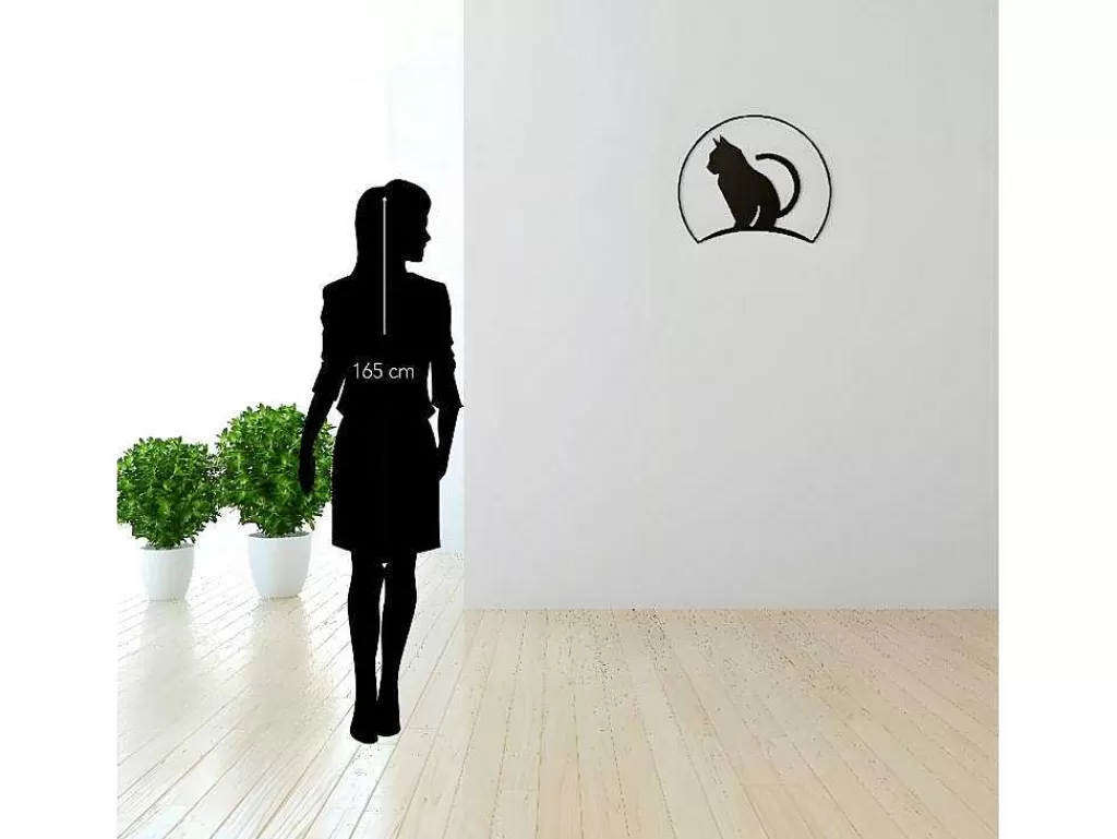 Placa De Parede Decorativa*EPIKASA Decoração Metalica Gatos 4, Preto, 60X1,5X48 Cm,