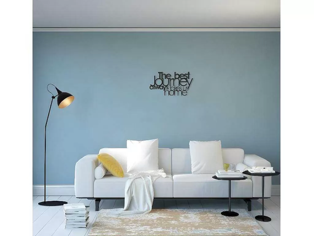 Placa De Parede Decorativa*EPIKASA Decoração Metalica Journey, Preto, 70X1,5X40 Cm,