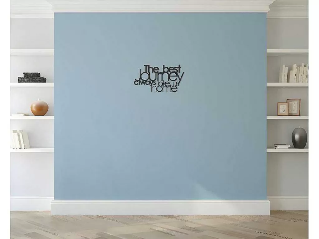 Placa De Parede Decorativa*EPIKASA Decoração Metalica Journey, Preto, 70X1,5X40 Cm,