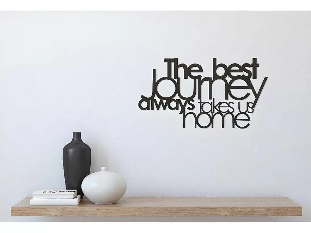 Placa De Parede Decorativa*EPIKASA Decoração Metalica Journey, Preto, 70X1,5X40 Cm,