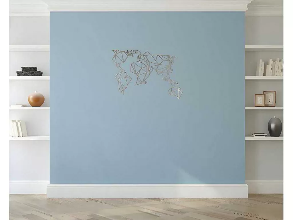 Placa De Parede Decorativa*EPIKASA Decoração Metalica Mapa Do Mundo 17, Cobre, 100X1,5X58 Cm,