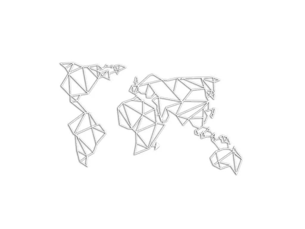 Placa De Parede Decorativa*EPIKASA Decoração Metalica Mapa Do Mundo 19, Branco, 100X1,5X58 Cm,