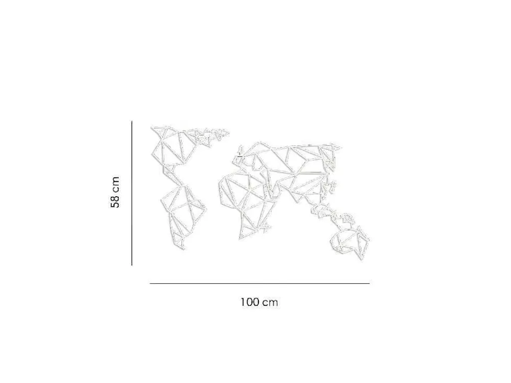 Placa De Parede Decorativa*EPIKASA Decoração Metalica Mapa Do Mundo 19, Branco, 100X1,5X58 Cm,