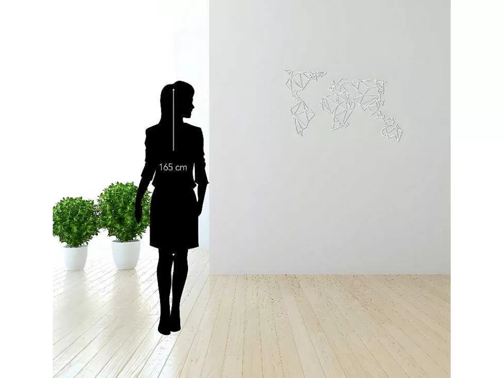 Placa De Parede Decorativa*EPIKASA Decoração Metalica Mapa Do Mundo 19, Branco, 100X1,5X58 Cm,