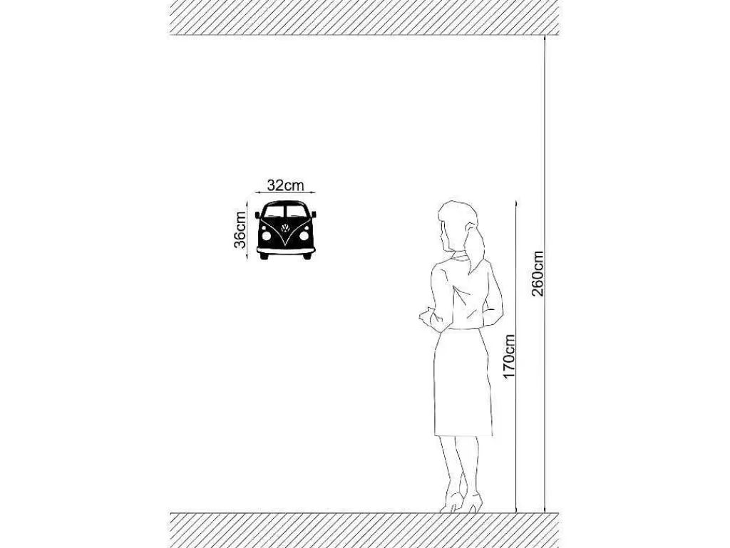 Placa De Parede Decorativa*EPIKASA Decoração Metalica Minivan, Preto, 32X1,5X36 Cm,