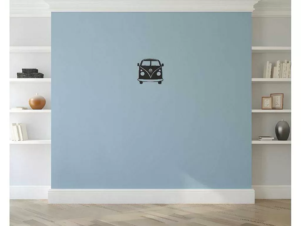 Placa De Parede Decorativa*EPIKASA Decoração Metalica Minivan, Preto, 32X1,5X36 Cm,