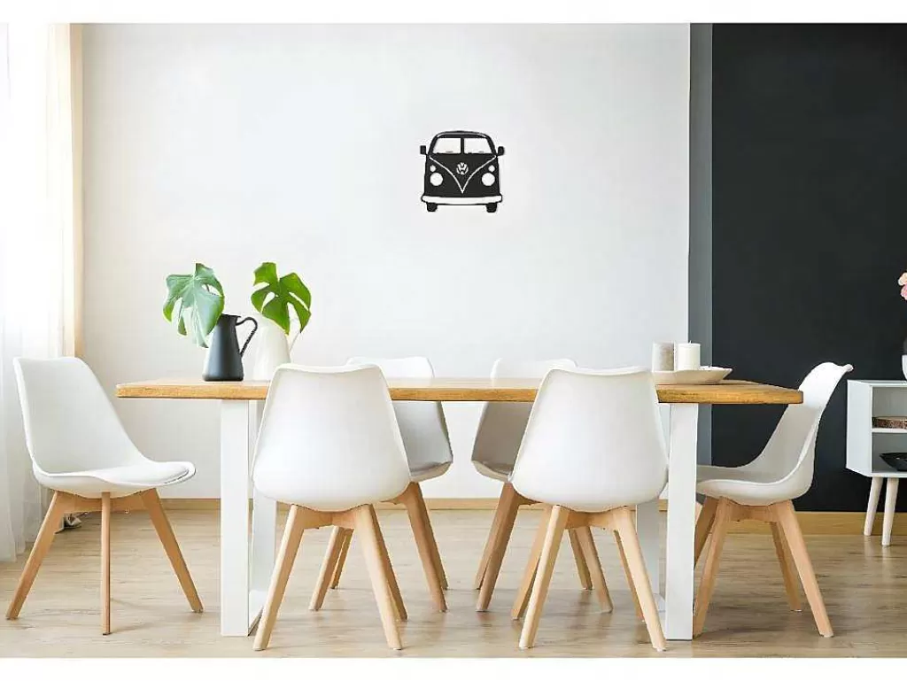 Placa De Parede Decorativa*EPIKASA Decoração Metalica Minivan, Preto, 32X1,5X36 Cm,