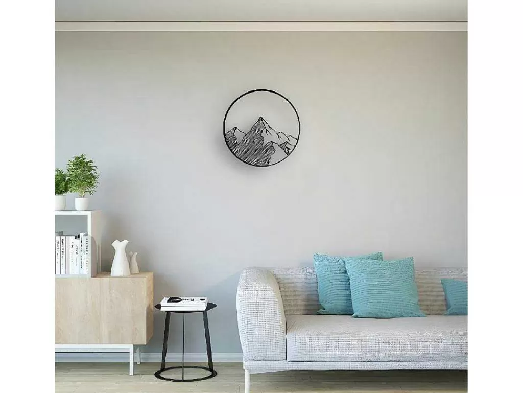 Placa De Parede Decorativa*EPIKASA Decoração Metalica Montanha 9, Preto, 50X1,5X50 Cm,
