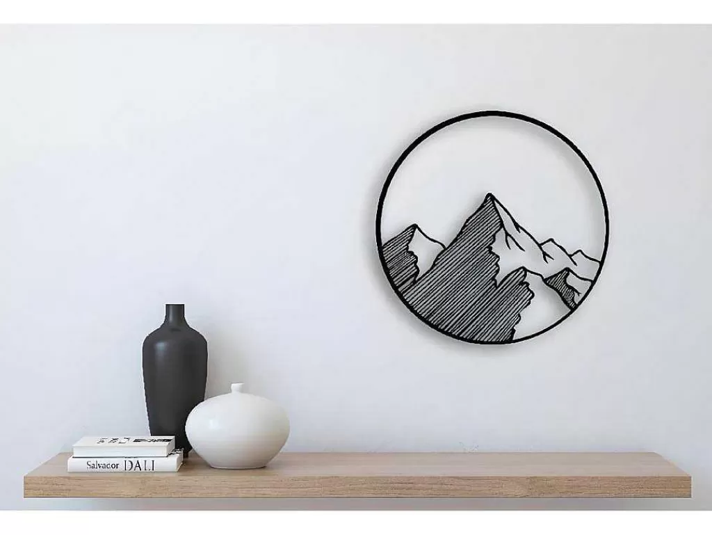 Placa De Parede Decorativa*EPIKASA Decoração Metalica Montanha 9, Preto, 50X1,5X50 Cm,
