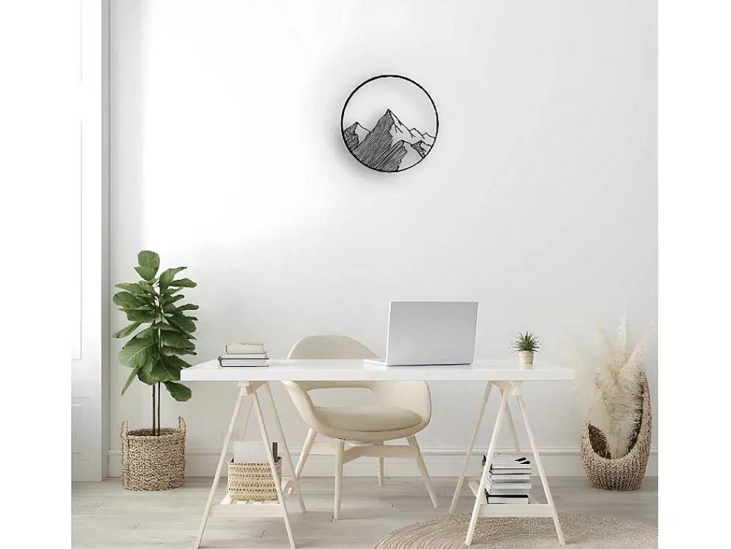Placa De Parede Decorativa*EPIKASA Decoração Metalica Montanha 9, Preto, 50X1,5X50 Cm,