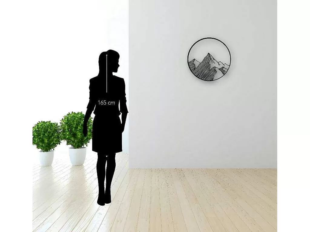 Placa De Parede Decorativa*EPIKASA Decoração Metalica Montanha 9, Preto, 50X1,5X50 Cm,