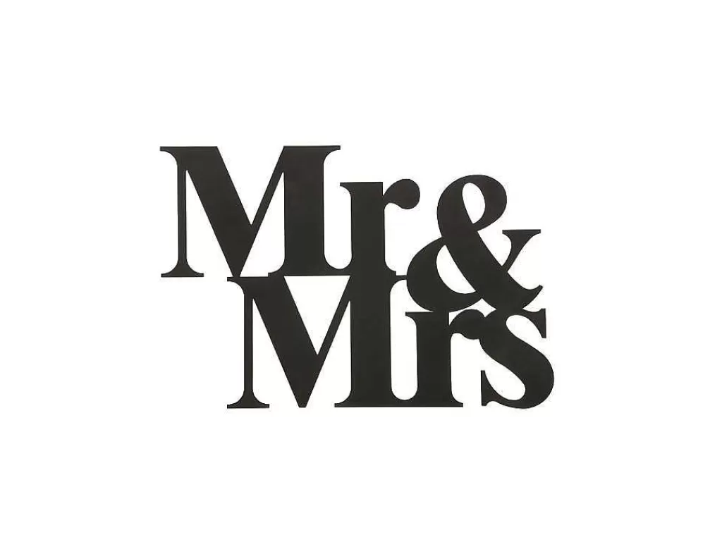 Placa De Parede Decorativa*EPIKASA Decoração Metalica Mr And Mrs, Preto, 50X1,5X35 Cm,