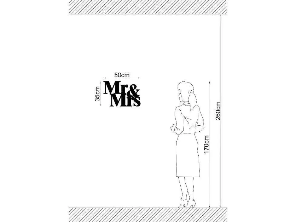 Placa De Parede Decorativa*EPIKASA Decoração Metalica Mr And Mrs, Preto, 50X1,5X35 Cm,