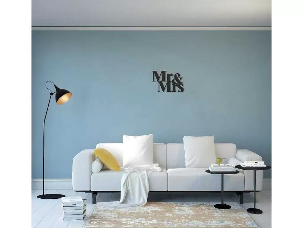 Placa De Parede Decorativa*EPIKASA Decoração Metalica Mr And Mrs, Preto, 50X1,5X35 Cm,