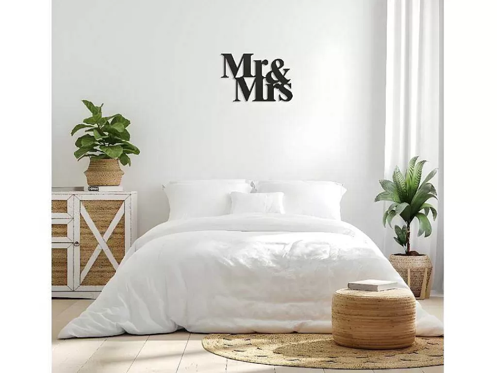 Placa De Parede Decorativa*EPIKASA Decoração Metalica Mr And Mrs, Preto, 50X1,5X35 Cm,