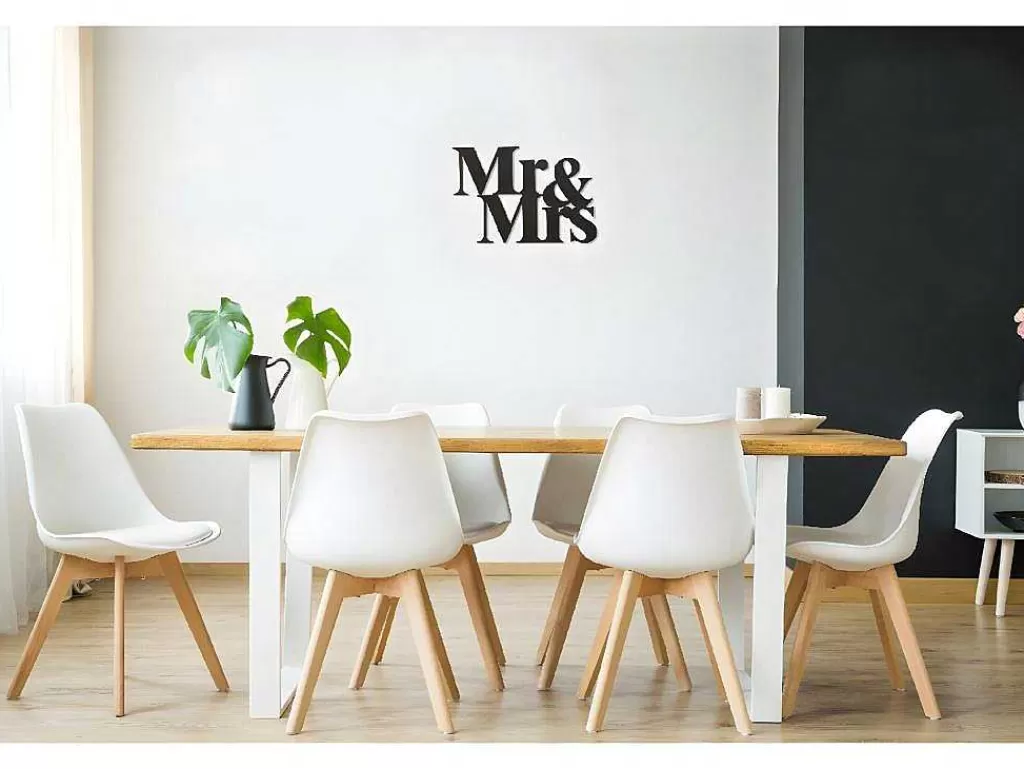 Placa De Parede Decorativa*EPIKASA Decoração Metalica Mr And Mrs, Preto, 50X1,5X35 Cm,