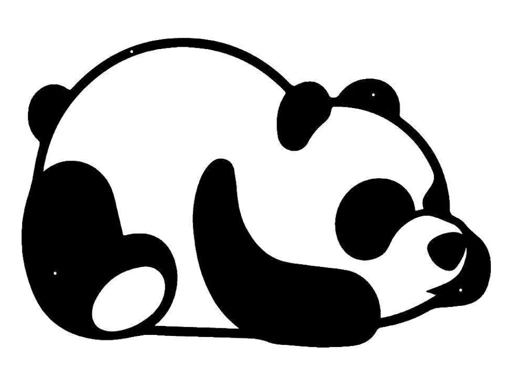 Placa De Parede Decorativa*EPIKASA Decoração Metalica Panda 2, Preto, 50X1,5X35 Cm,