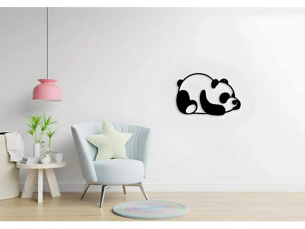 Placa De Parede Decorativa*EPIKASA Decoração Metalica Panda 2, Preto, 50X1,5X35 Cm,