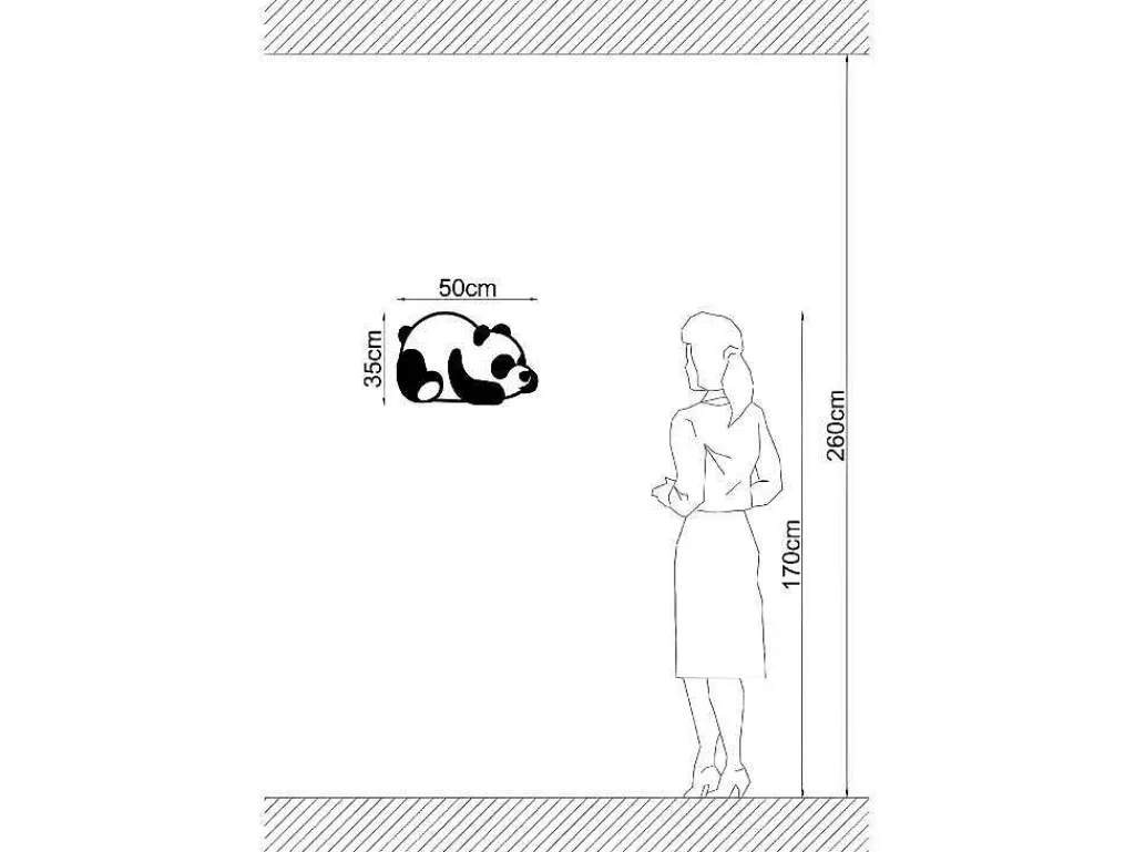Placa De Parede Decorativa*EPIKASA Decoração Metalica Panda 2, Preto, 50X1,5X35 Cm,