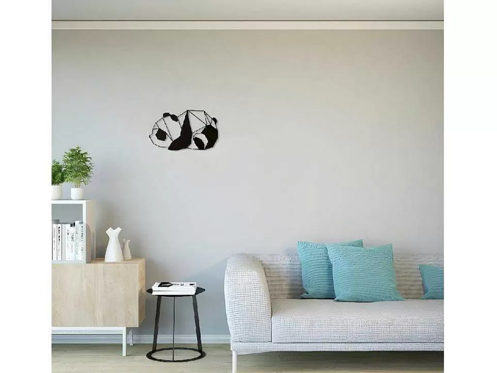 Placa De Parede Decorativa*EPIKASA Decoração Metalica Panda 3, Preto, 52X1,5X31 Cm,