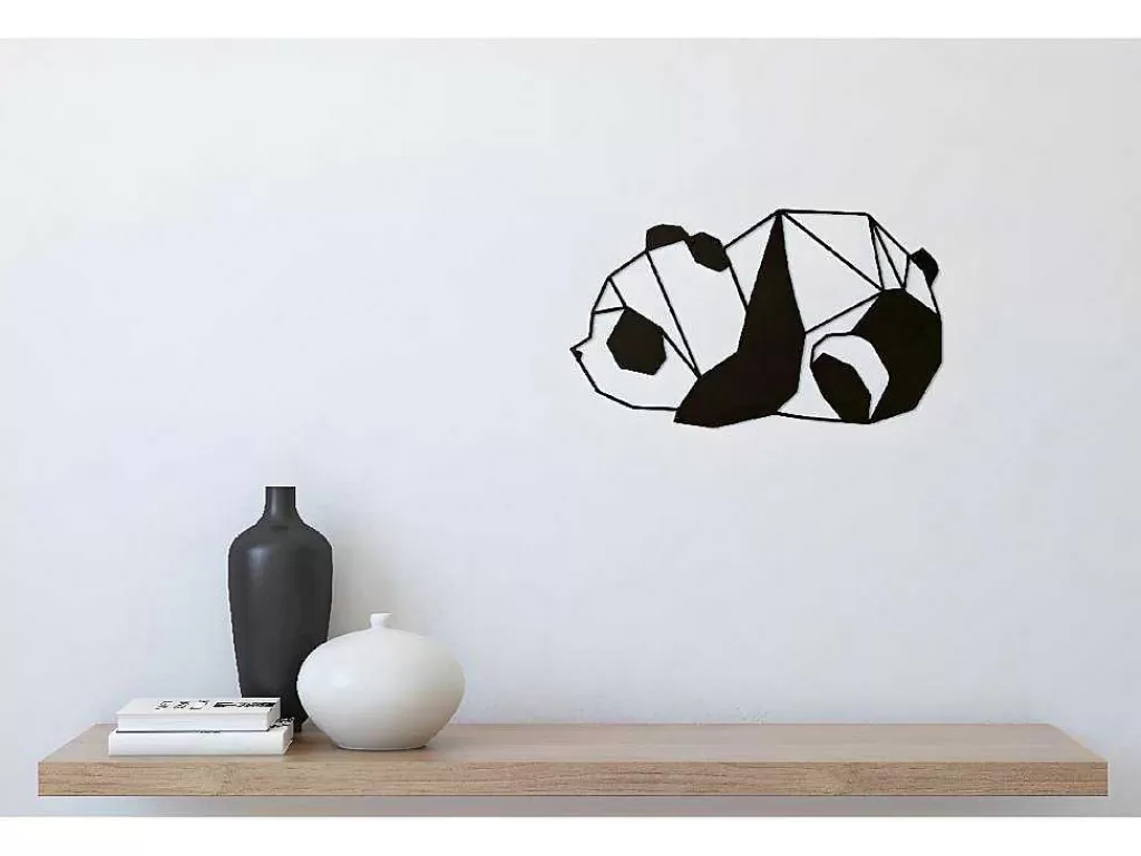 Placa De Parede Decorativa*EPIKASA Decoração Metalica Panda 3, Preto, 52X1,5X31 Cm,