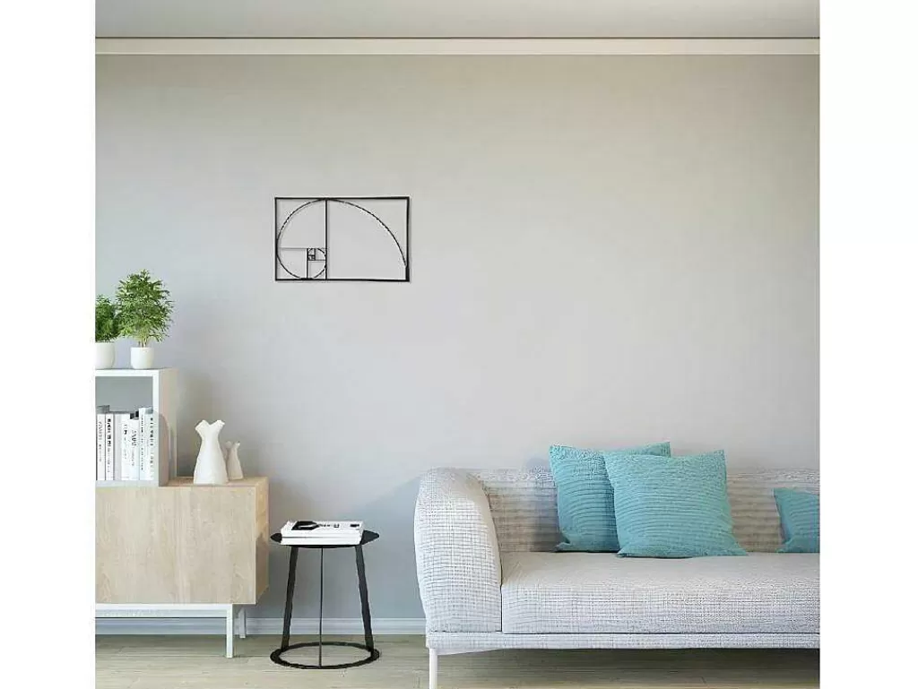 Placa De Parede Decorativa*EPIKASA Decoração Metalica Proporcao Aurea, Preto, 53X1,5X35 Cm,