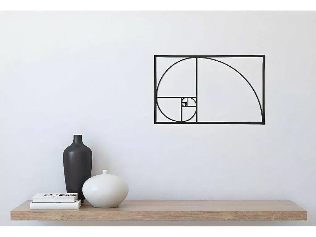 Placa De Parede Decorativa*EPIKASA Decoração Metalica Proporcao Aurea, Preto, 53X1,5X35 Cm,