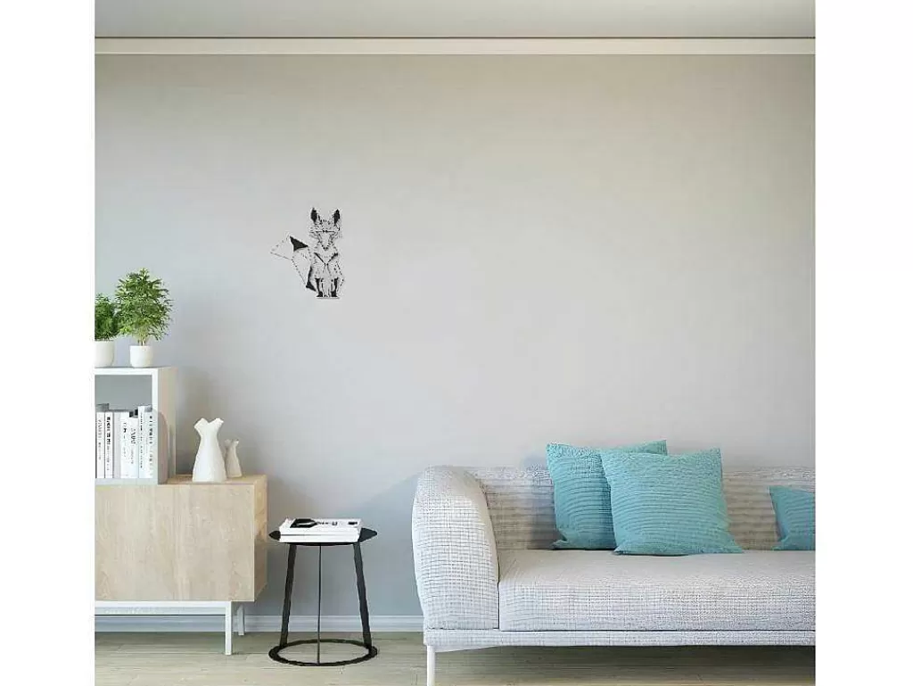 Placa De Parede Decorativa*EPIKASA Decoração Metalica Raposa, Preto, 33X1,5X40 Cm,