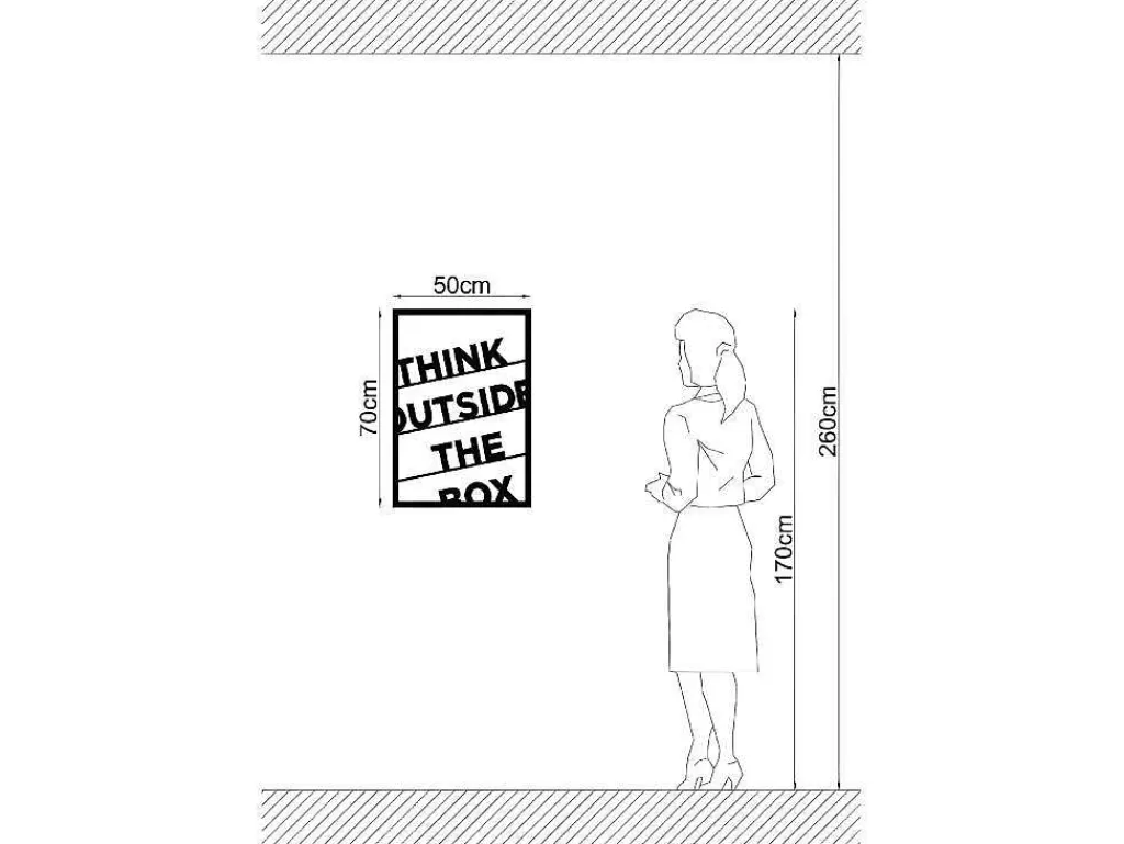 Placa De Parede Decorativa*EPIKASA Decoração Metalica Think Outside The Box 2, Preto, 50X1,5X70 Cm,