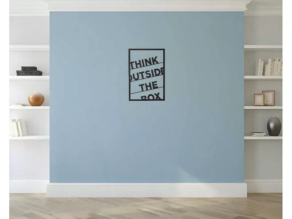 Placa De Parede Decorativa*EPIKASA Decoração Metalica Think Outside The Box 2, Preto, 50X1,5X70 Cm,