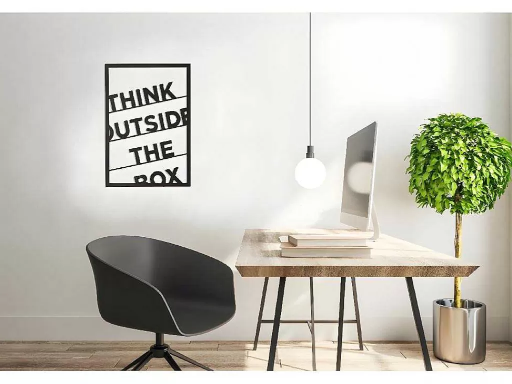 Placa De Parede Decorativa*EPIKASA Decoração Metalica Think Outside The Box 2, Preto, 50X1,5X70 Cm,