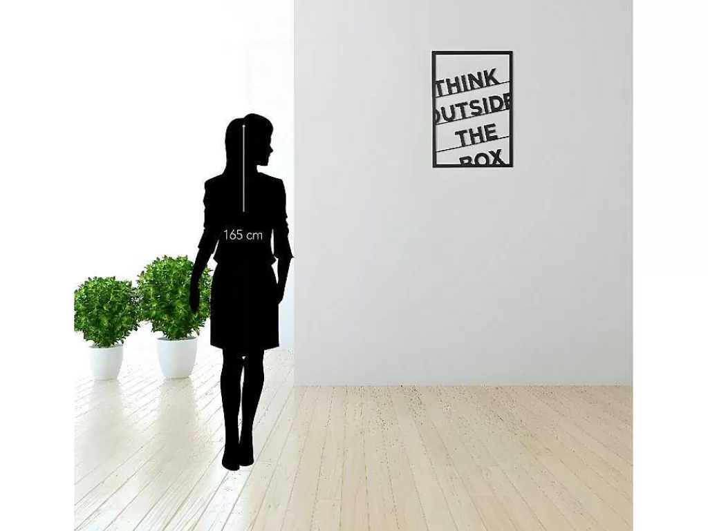 Placa De Parede Decorativa*EPIKASA Decoração Metalica Think Outside The Box 2, Preto, 50X1,5X70 Cm,