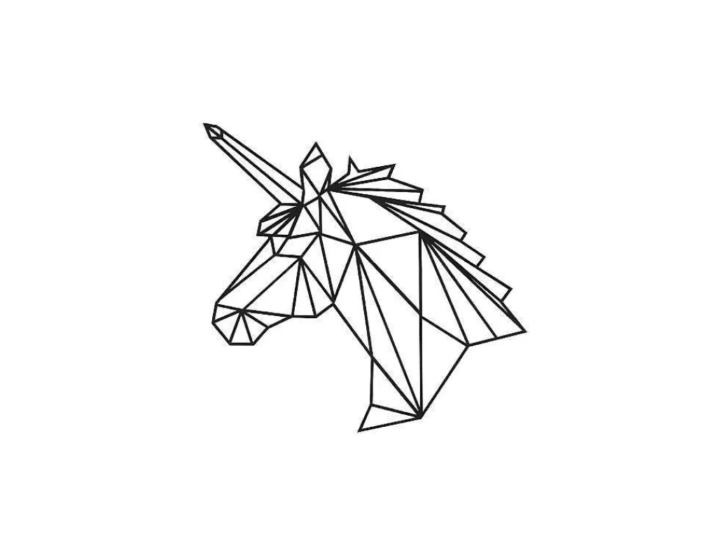 Placa De Parede Decorativa*EPIKASA Decoração Metalica Unicornio, Preto, 53X1,5X50 Cm,