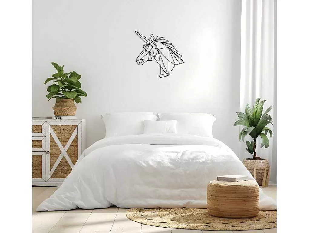 Placa De Parede Decorativa*EPIKASA Decoração Metalica Unicornio, Preto, 53X1,5X50 Cm,